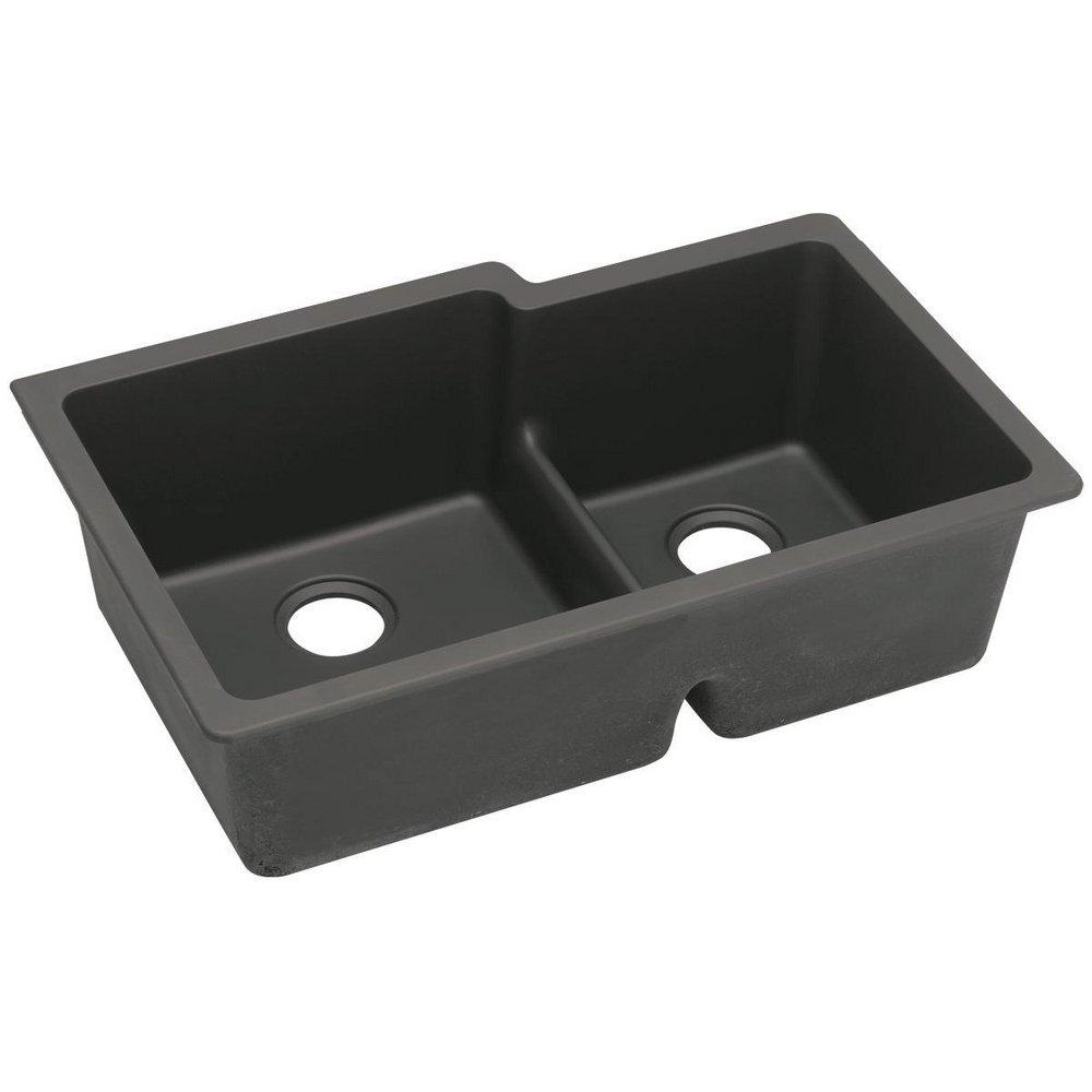 Elkay Quartz Classic® 33 in. Undermount Composite Double Bowl Kitchen Sink in Black