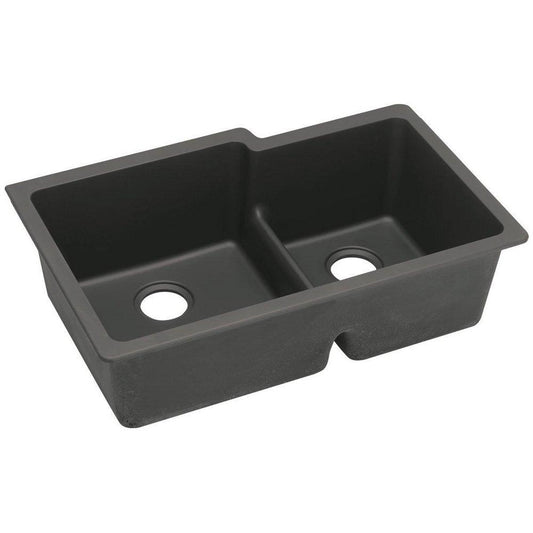 Elkay Quartz Classic® 33 in. Undermount Composite Double Bowl Kitchen Sink in Black