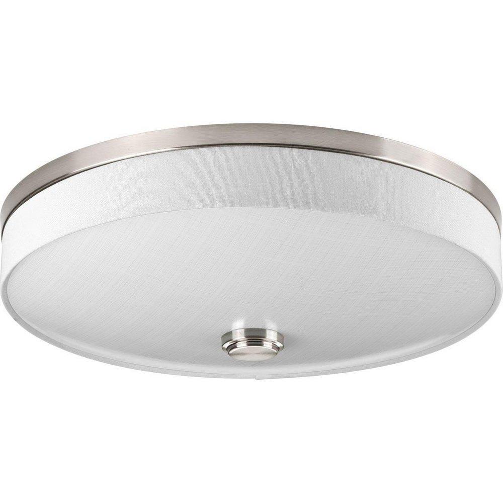 Progress Lighting Weaver 2-Light LED Flushmount Combine a Linen Drum Shade in Brushed Nickel