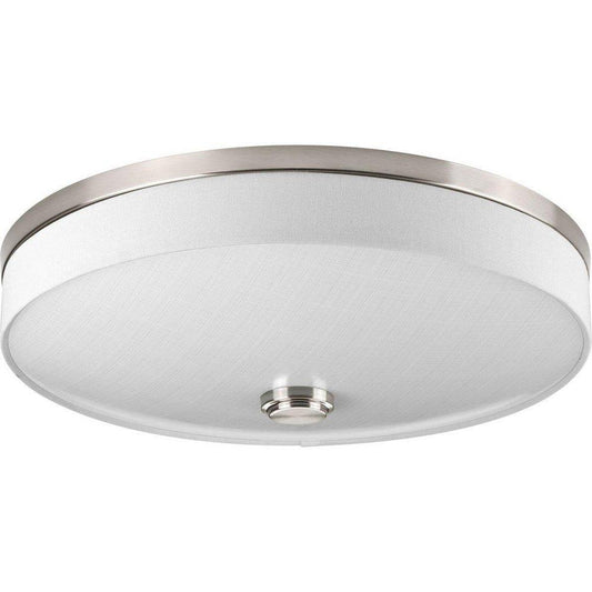 Progress Lighting Weaver 2-Light LED Flushmount Combine a Linen Drum Shade in Brushed Nickel
