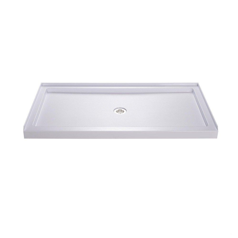 DreamLine SlimLine 60 in. x 32 in. Shower Base with Center Drain in White
