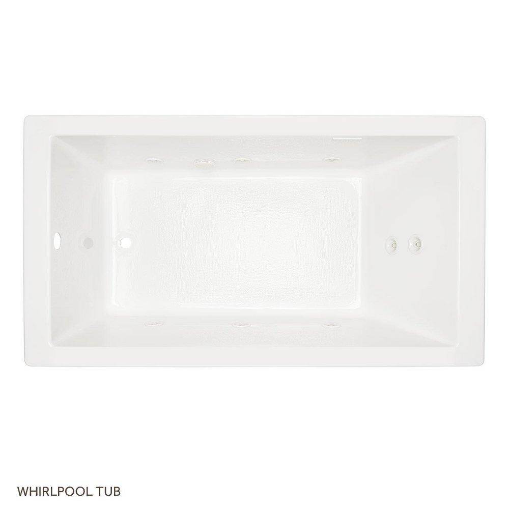 Signature Hardware Sitka 66 x 36 in. Whirlpool Drop-In Bathtub with End Drain in White