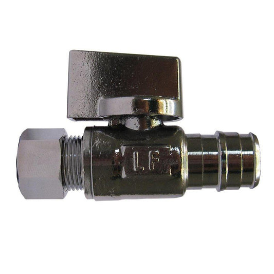 1/2 x 3/8 in. F1960 x OD Tube Lever Straight Supply Stop Valve in Chrome Plated