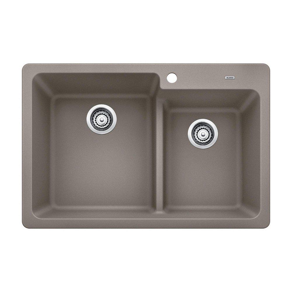 BLANCO Grandis 33 in. Dual Mount Composite Double Bowl Kitchen Sink in Truffle