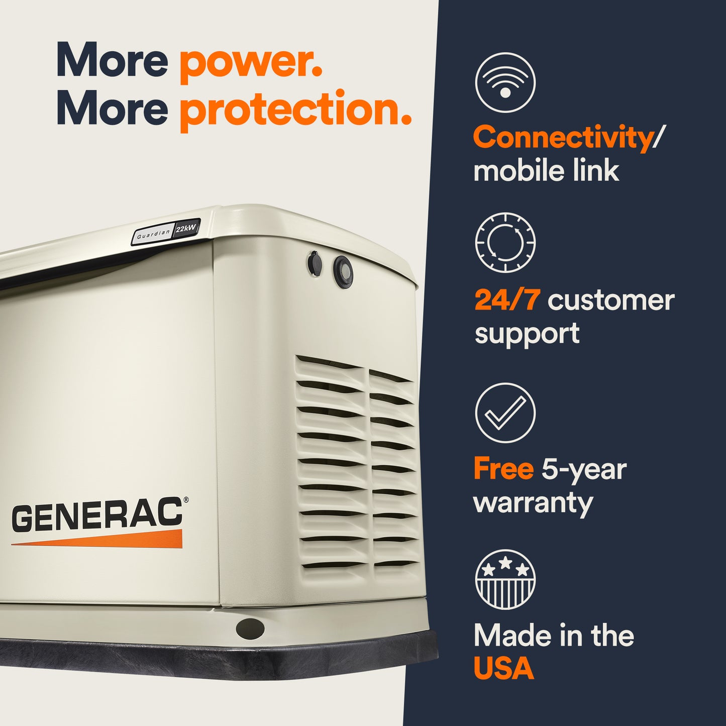Standby Generator, 22kW | With Whole House Switch | WiFi Enabled