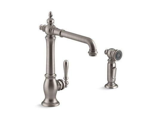 KOHLER Artifacts® Single Handle Kitchen Faucet with Side Spray in Vibrant® Stainless