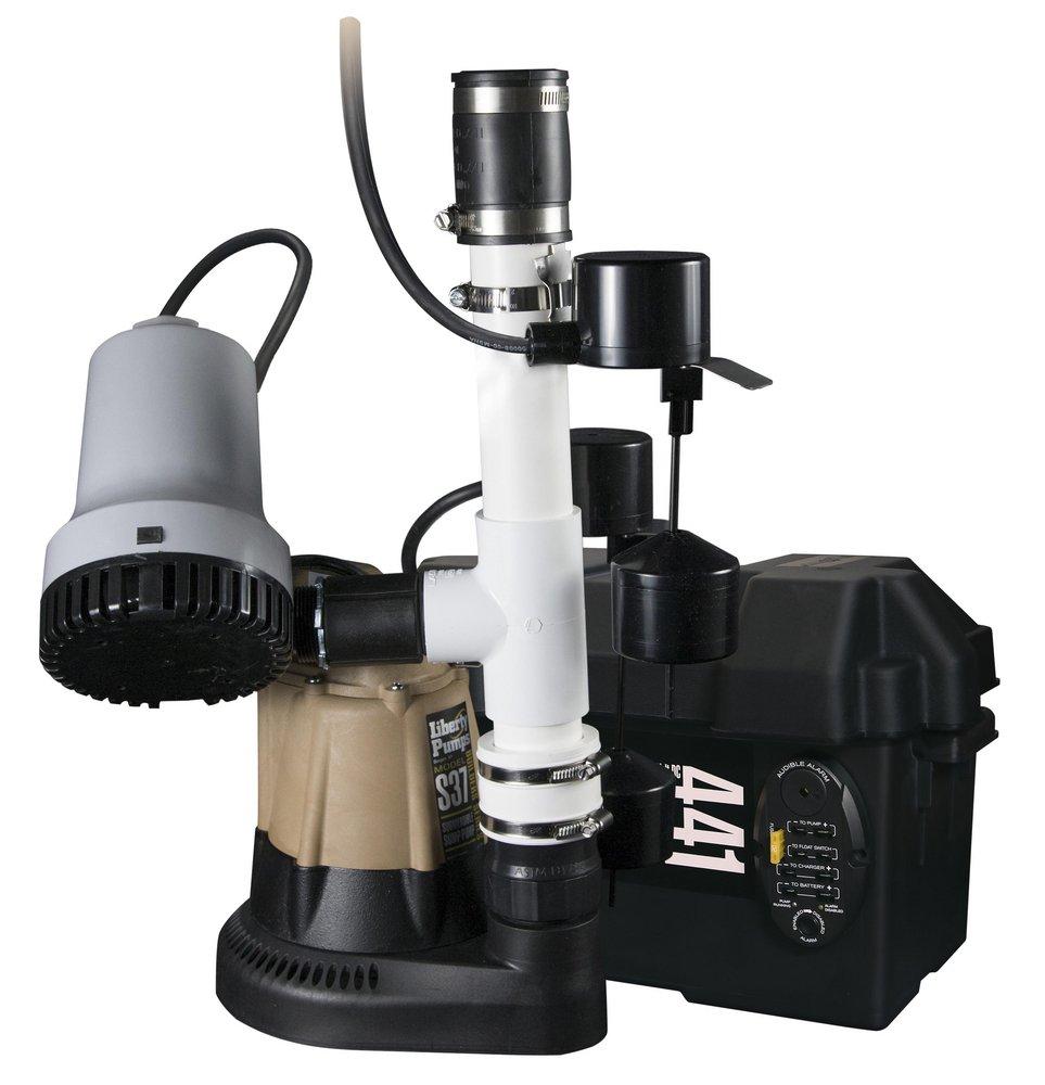 1/3 HP 115V Poly Cast Iron Sump Pump and 12V Battery Backup Sump Pump Combo System