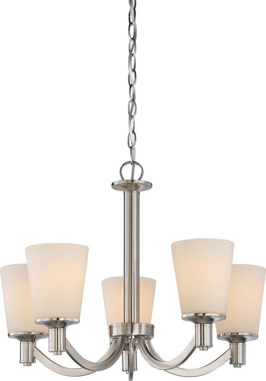 NUVO Laguna 100W 5-Light Medium E-26 Incandescent Chandelier in Brushed Nickel