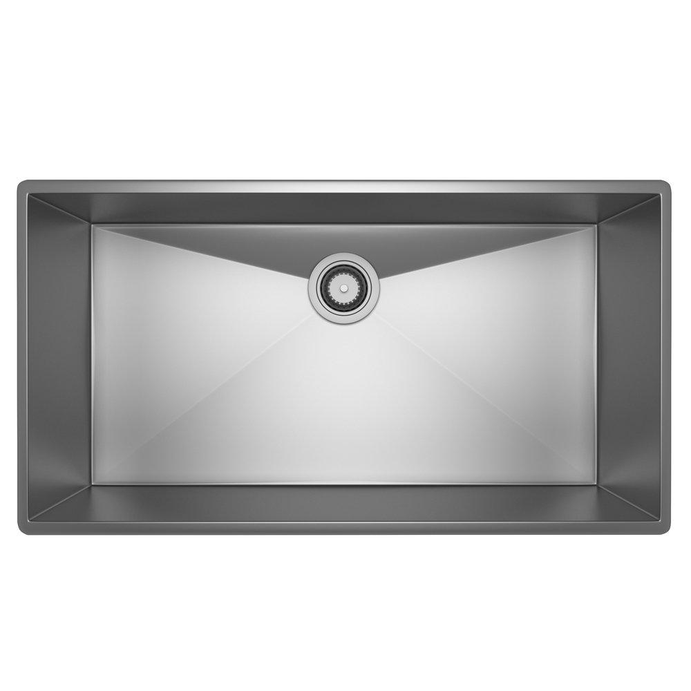 ROHL® Lombardia® 34-1/2 in. Dual Mount Stainless Steel Single Bowl Kitchen Sink in Brushed Stainless Steel