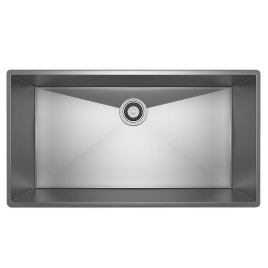 ROHL® Lombardia® 34-1/2 in. Dual Mount Stainless Steel Single Bowl Kitchen Sink in Brushed Stainless Steel