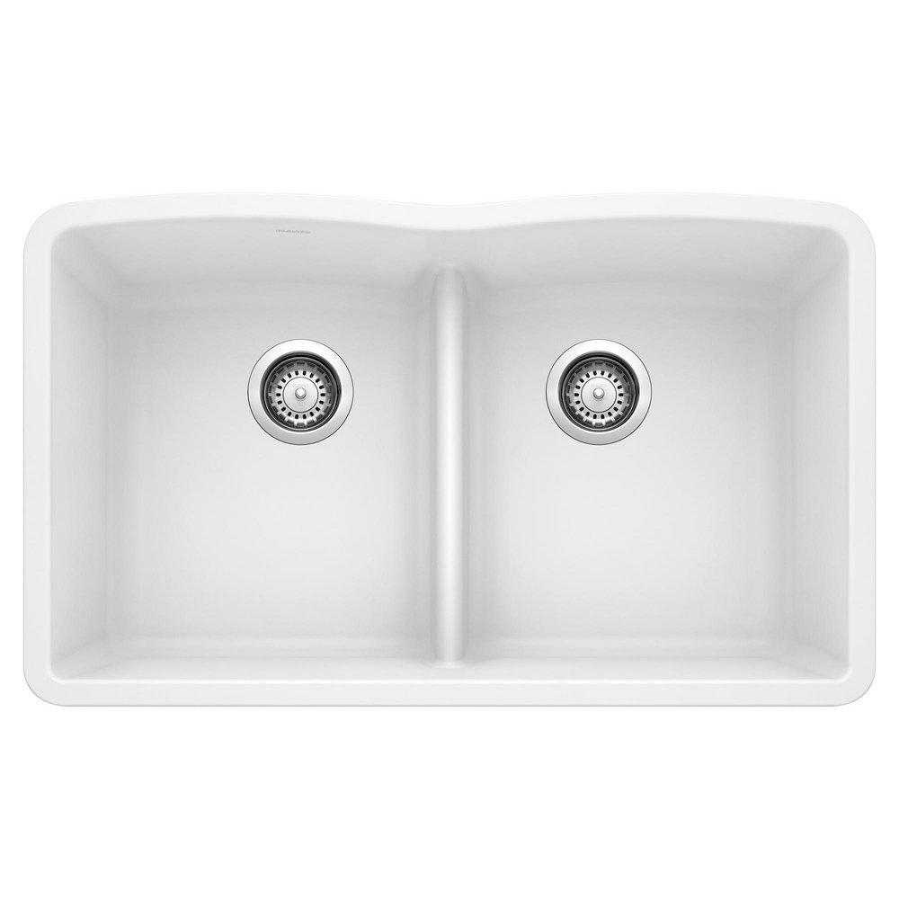 BLANCO Diamond 32 in. Undermount Silgranit Double Bowl Kitchen Sink in White