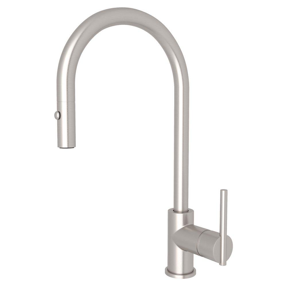 ROHL® Pirellone Single Handle Pull Down Kitchen Faucet in Satin Nickel
