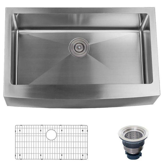 Miseno 500s Series 32-7/8 in. Undermount Farmhouse Stainless Steel Single Bowl Kitchen Sink