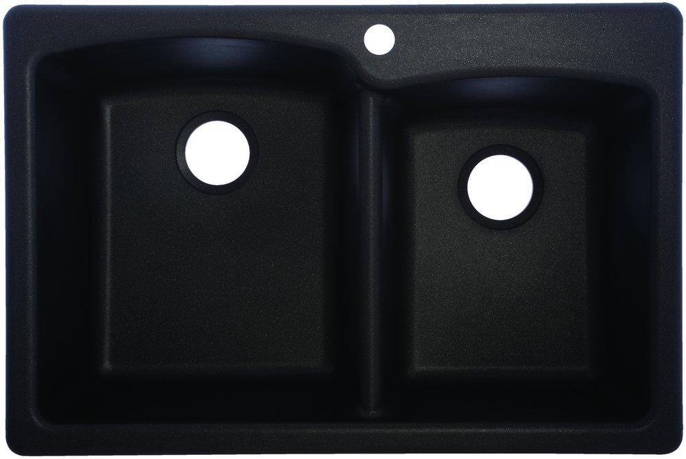 Franke Ellipse 33 in. Dual Mount Composite Double Bowl Kitchen Sink in Onyx
