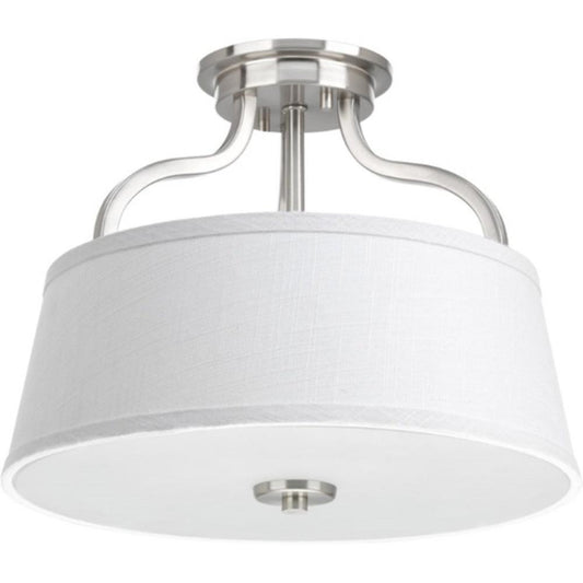 Progress Lighting Arden 100W 2-Light Semi-Flush Mount Ceiling Fixture with Medium E-26 Base in Brushed Nickel
