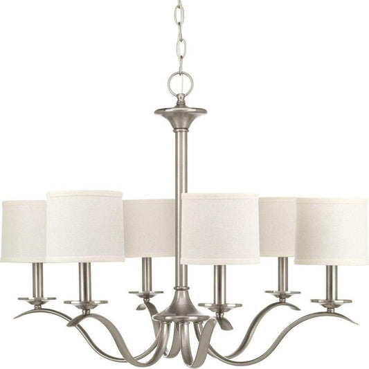 Progress Lighting Inspire 60W 6-Light Candelabra E-12 Base Incandescent Chandelier in Brushed Nickel