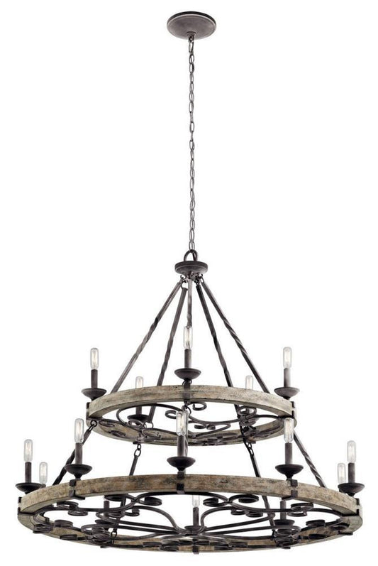 Kichler Lighting Taulbee 60W 15-Light Candelabra E-12 Incandescent Chandelier in Weathered Zinc
