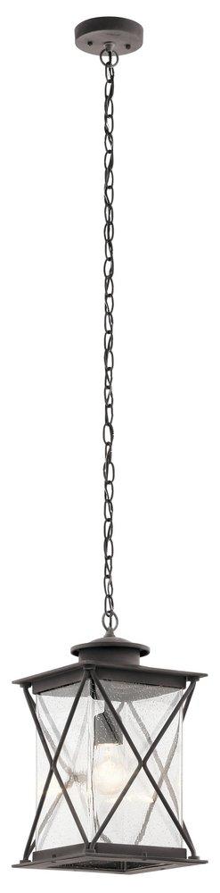 Kichler Lighting Argyle 1-Light 10 in. Weathered Zinc Outdoor Hanging Pendant in Incandescent