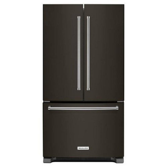 35-7/8 in. 25.2 cu. ft. Bottom Mount Freezer French Door Refrigerator in PrintShield™ Black Stainless Steel