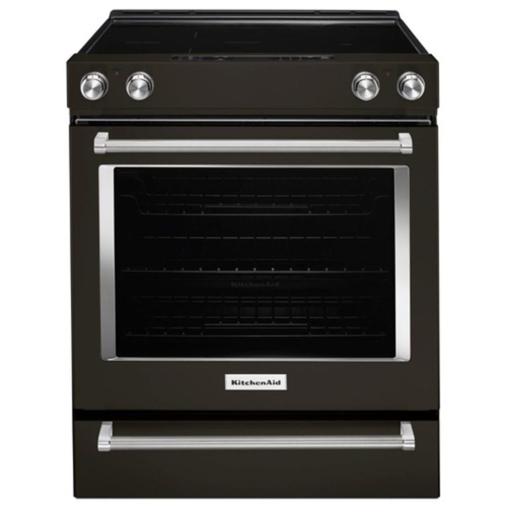 29-7/8 in. Electric 5-Burner Radiant Slide-in Range in Black Stainless Steel