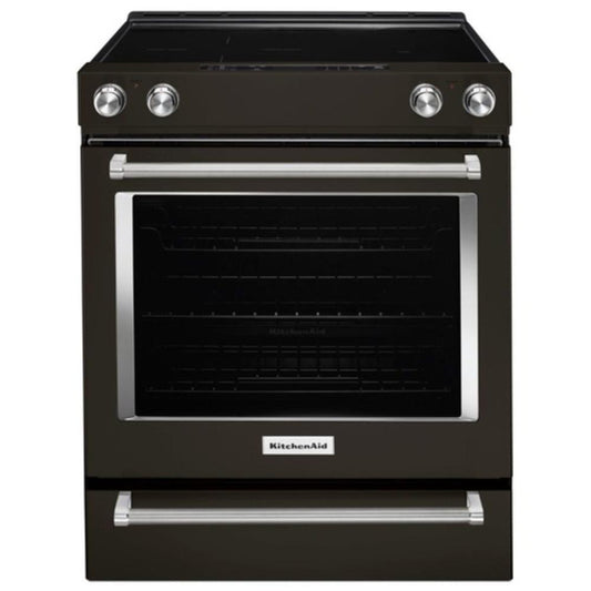 29-7/8 in. Electric 5-Burner Radiant Slide-in Range in Black Stainless Steel