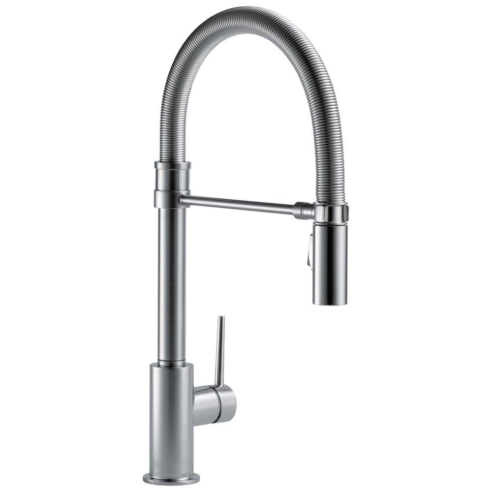 Delta Faucet Trinsic® Single Handle Pull Down Kitchen Faucet in Arctic Stainless
