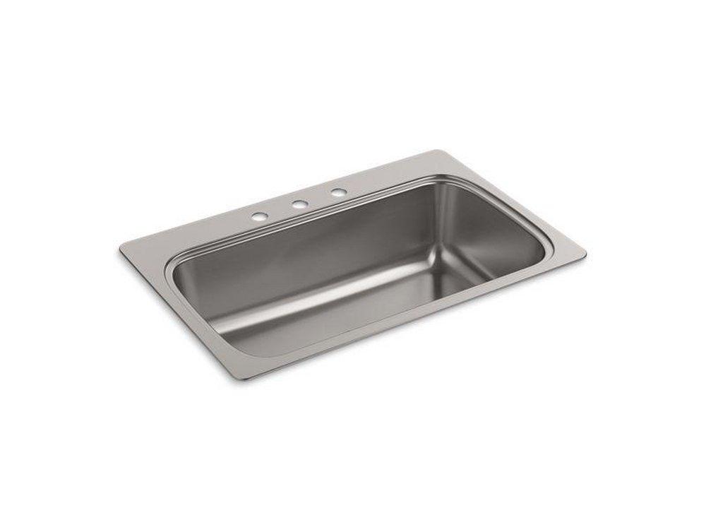 KOHLER Verse™ 33 in. Drop-in Stainless Steel Single Bowl Kitchen Sink