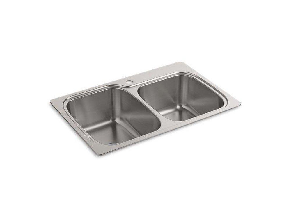 KOHLER Verse™ 33 in. Dual Mount Stainless Steel Double Bowl Kitchen Sink