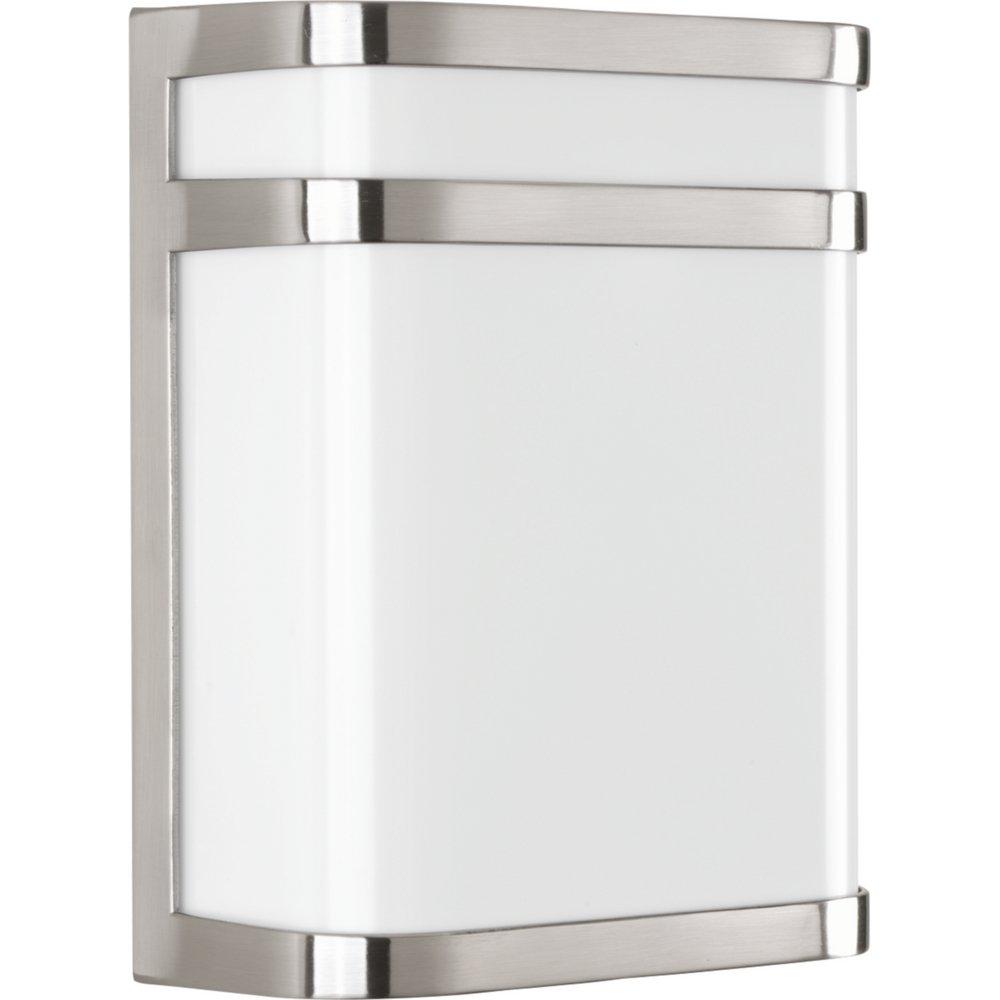 Progress Lighting Valera 17W 1-Light Outdoor Wall Sconce with Polycarbonate Acrylic Glass in Brushed Nickel