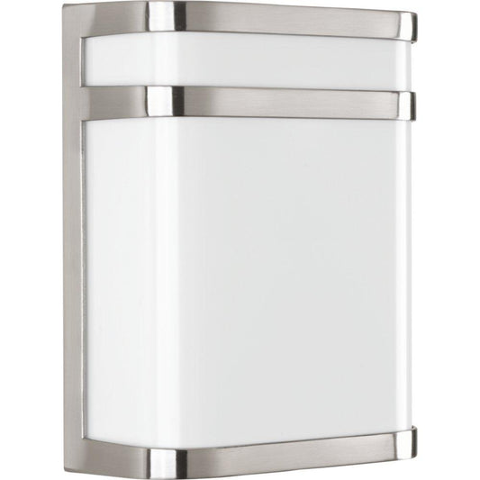 Progress Lighting Valera 17W 1-Light Outdoor Wall Sconce with Polycarbonate Acrylic Glass in Brushed Nickel