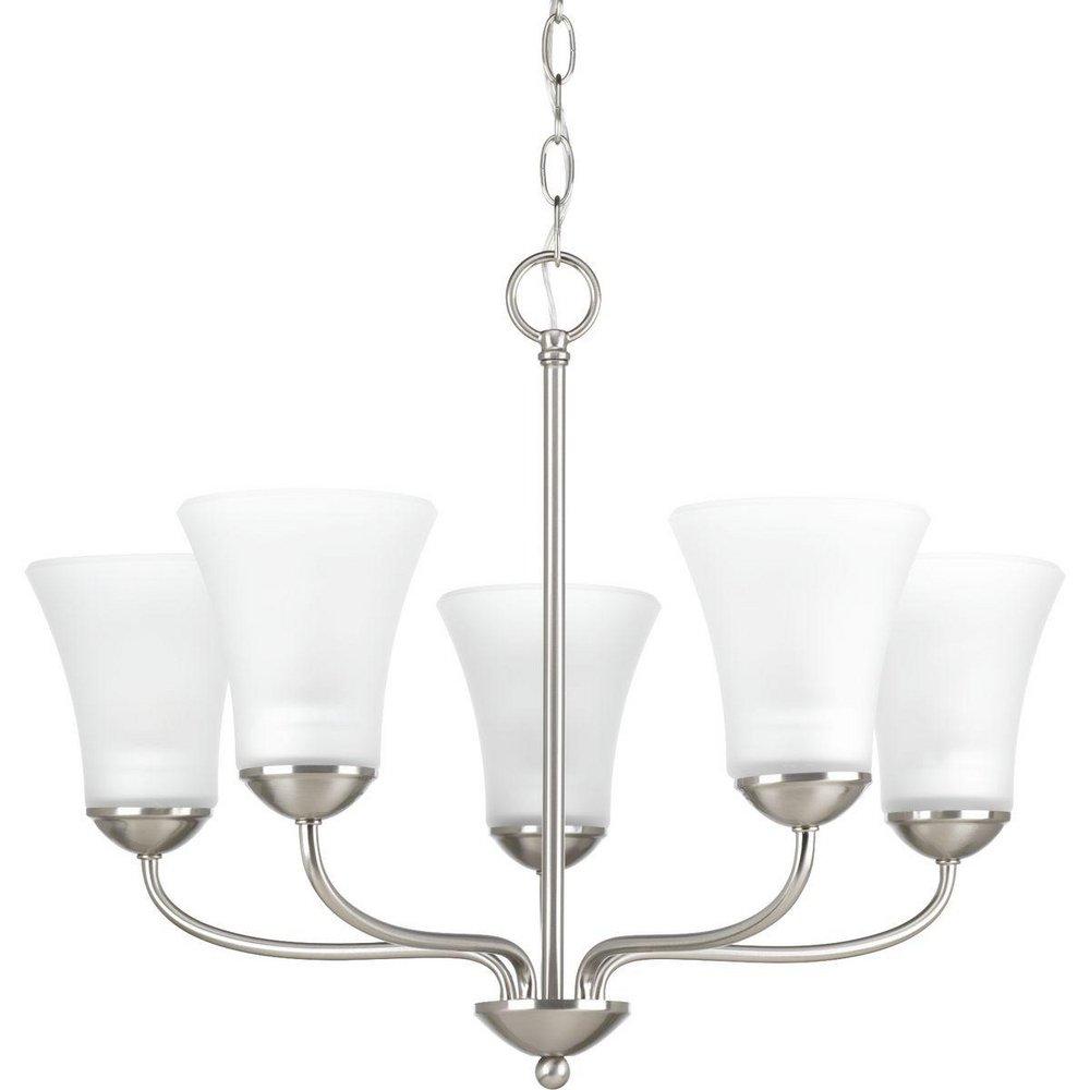 Progress Lighting Classic 100W 5-Light Medium E-26 Base Incandescent Chandelier with Etched Glass in Brushed Nickel