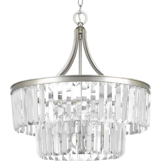 Progress Lighting Glimmer 60W 5-Light Candelabra E-12 Base Incandescent Pendant in Silver Ridge
