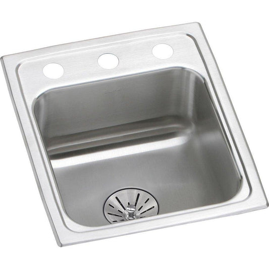 Elkay Lustertone® 15 in. Drop-in Stainless Steel Single Bowl Kitchen Sink in Chrome