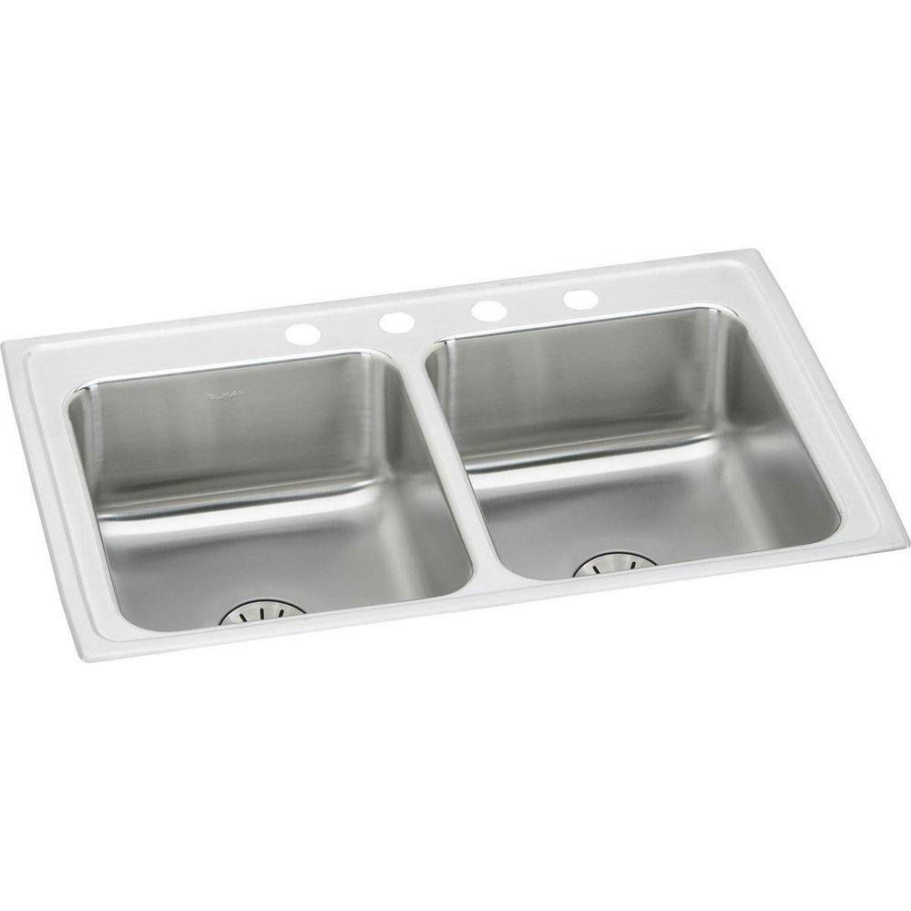 Elkay Lustertone® 29 in. Drop-in Stainless Steel Double Bowl Kitchen Sink in Chrome