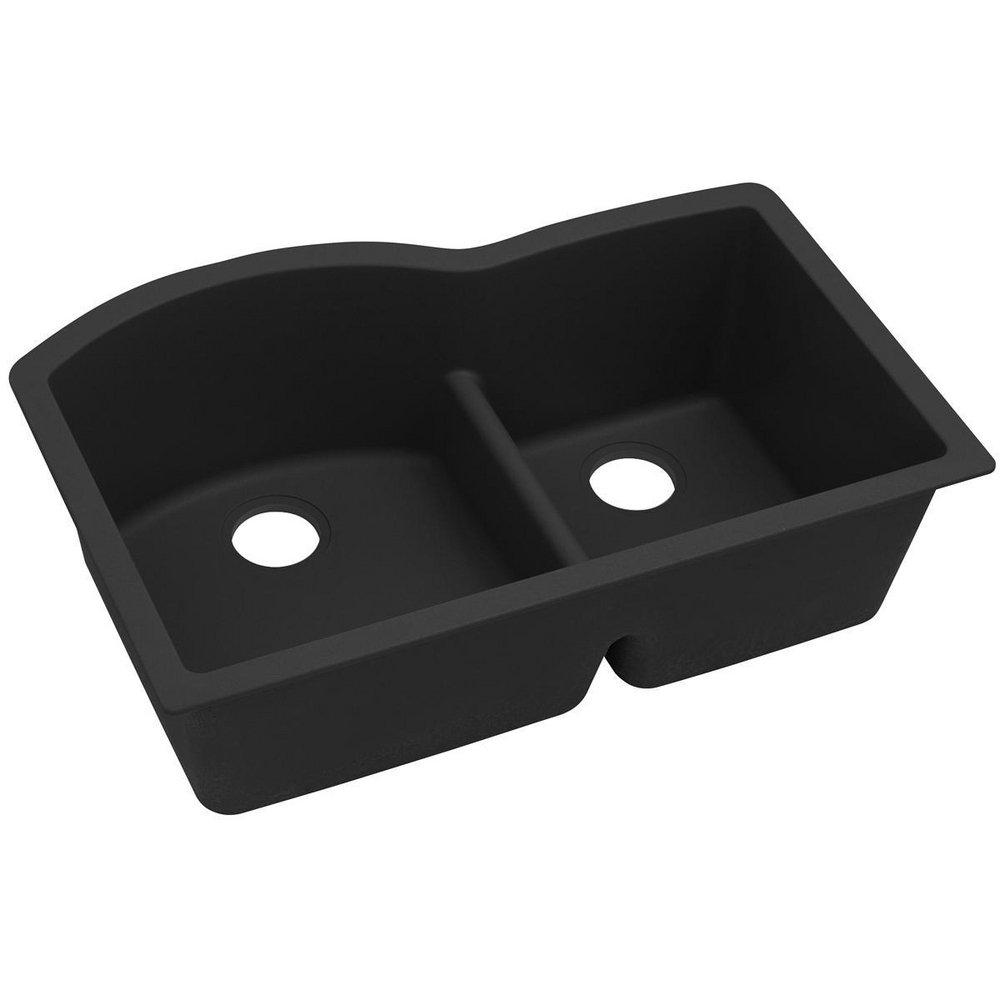 Elkay Quartz Classic® 33 in. Undermount Composite Double Bowl Kitchen Sink in Black