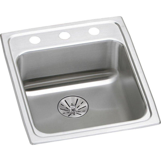Elkay Lustertone® 17 in. Drop-in Stainless Steel Single Bowl Kitchen Sink in Chrome