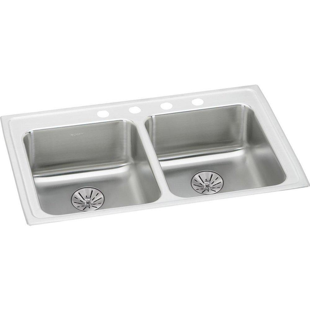 Elkay Lustertone® 33 x 19-1/2 in. 1 Hole Stainless Steel Double Bowl Drop-in Kitchen Sink in Lustrous Satin