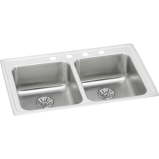 Elkay Lustertone® 33 x 19-1/2 in. 1 Hole Stainless Steel Double Bowl Drop-in Kitchen Sink in Lustrous Satin