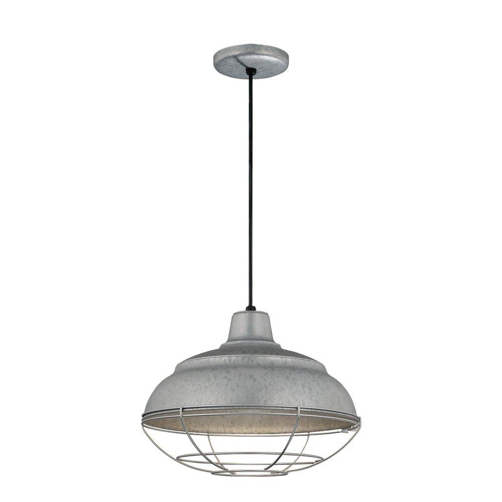 Millennium Lighting R Series 1-Light Cord Hung Warehouse Shade in Galvanized