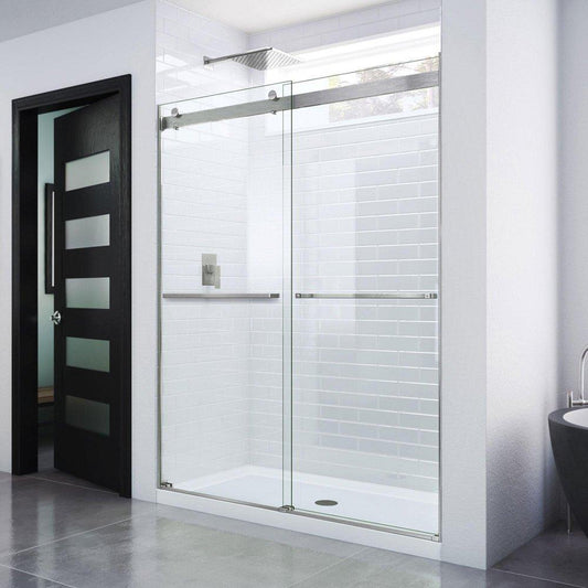 DreamLine Essence 60 in. Frameless Bypass Shower Door with Clear Tempered Glass in Brushed Nickel