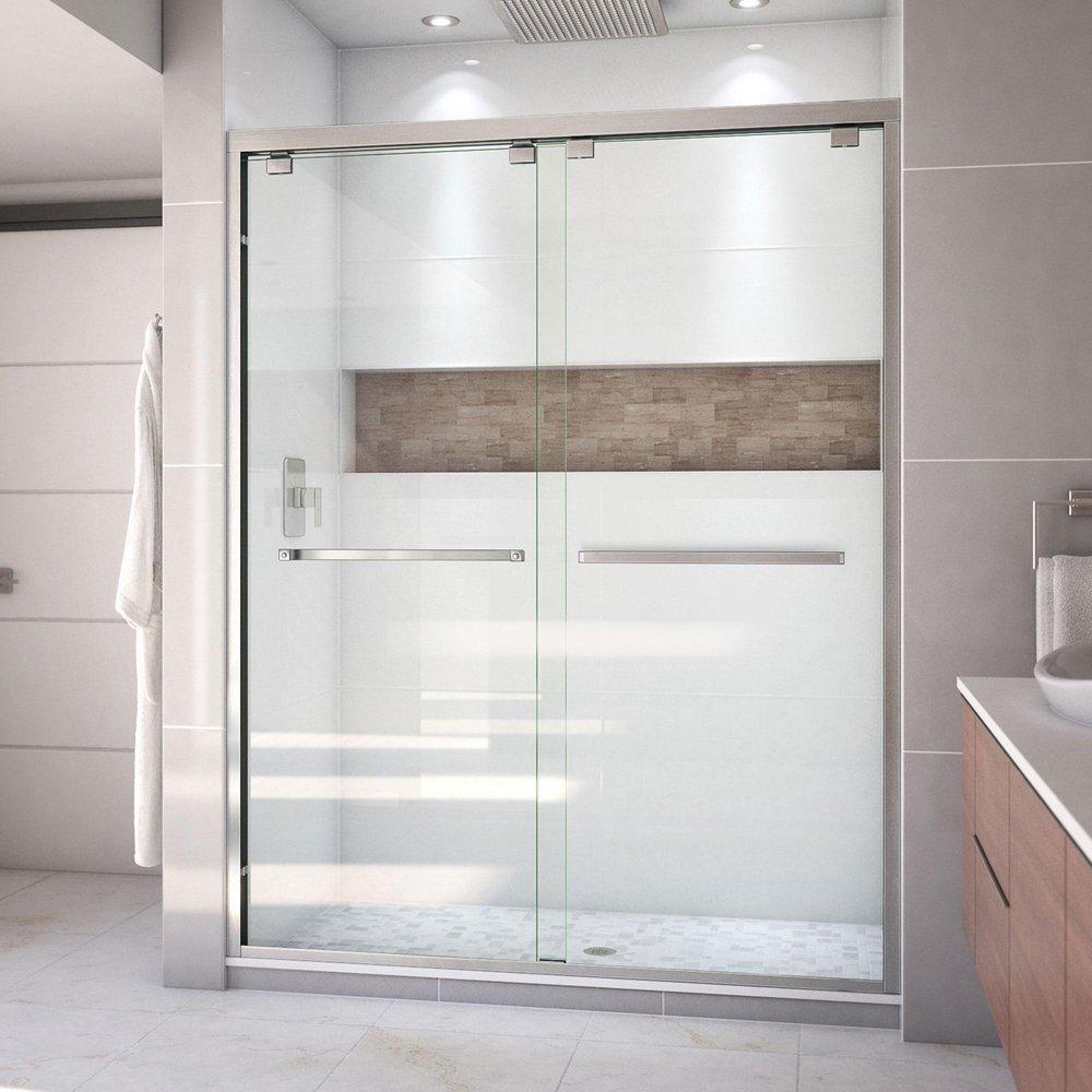 DreamLine Encore 60 in. Frameless Bypass Sliding Shower Door with Clear Glass in Brushed Nickel