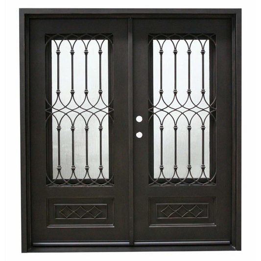 Bella 6/0x6/8 Double Wrought Iron Prehung Front Door