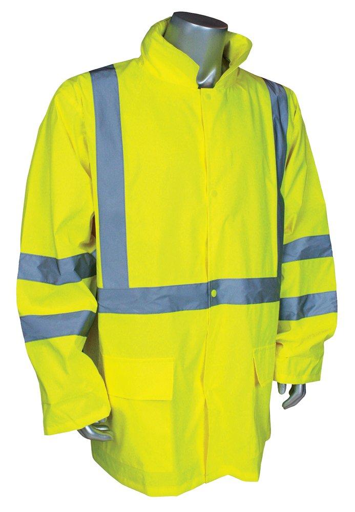 Radians Radwear™ Reflectivz™ XL Size Polyester Rain Jacket in Hi-Viz Green