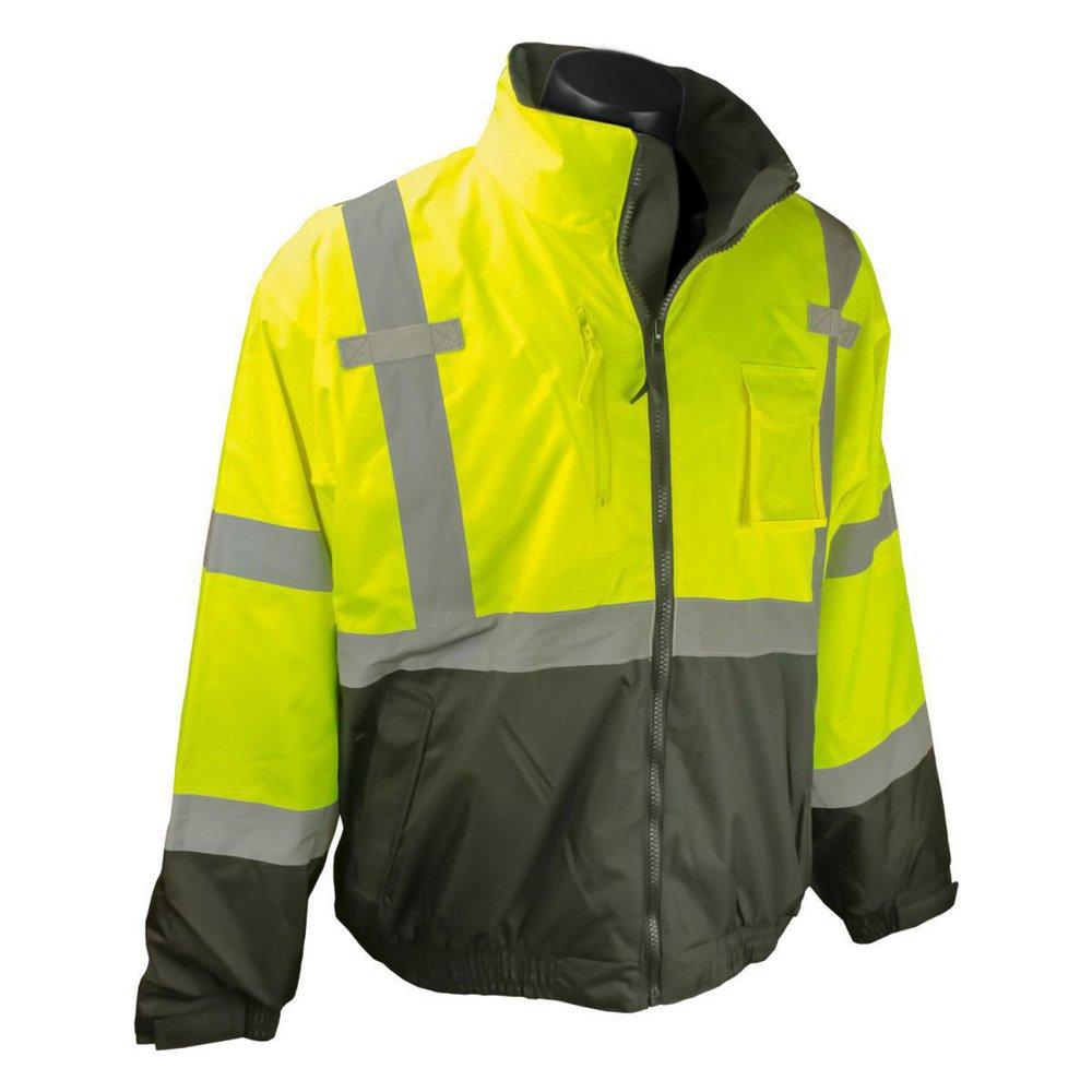 Radians Radwear™ Class 3 Deluxe Three-in-One Bomber Jacket with Removable Fleece Jacket Hi-Viz Green 4XL