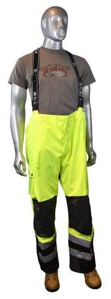 XXXXL Size Polyester Rip Stop Waterproof Rainwear in Hi-Viz Green
