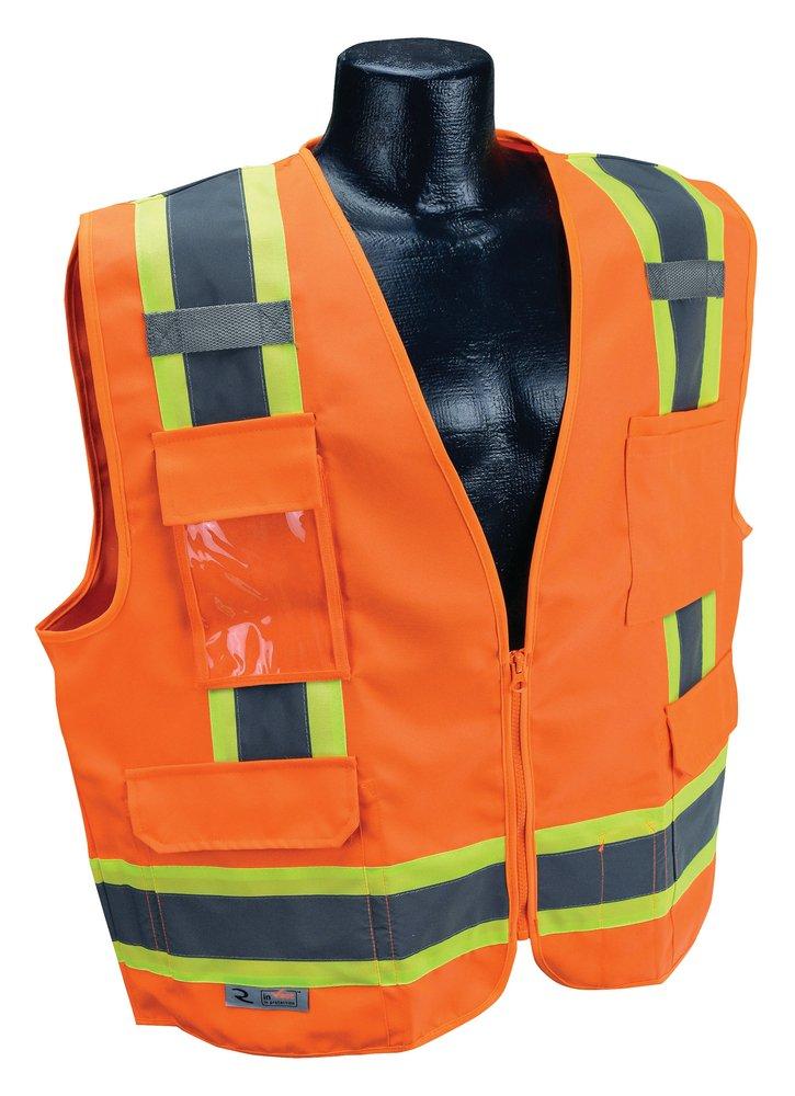 Radians Radwear™ L Size Twill and Polyester Surveyor Vest in Hi-Viz Orange