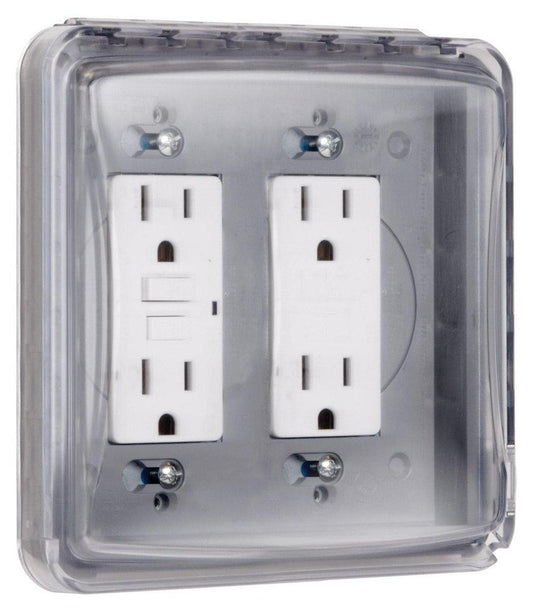 2-Gang Plastic Flat Cover in Clear