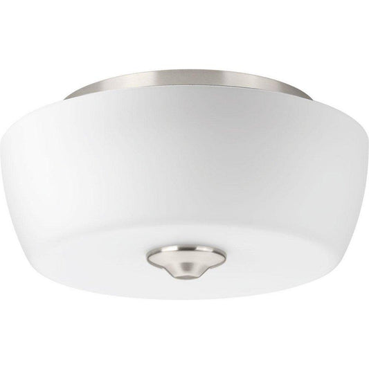 Progress Lighting Leap 60W 2-Light Flush Mount Ceiling Fixture in Brushed Nickel