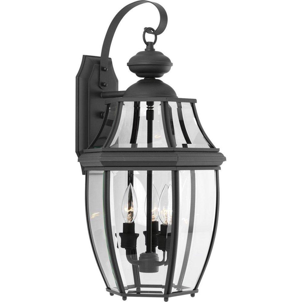 Progress Lighting New Haven 60W 3-Light Incandescent Outdoor Wall Sconce in Black