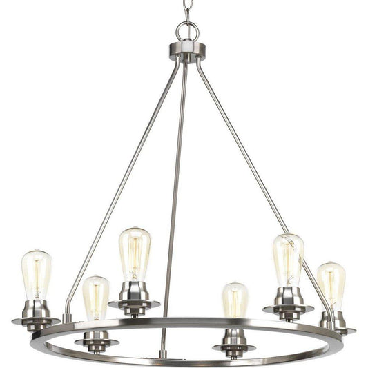 Progress Lighting Debut 6-Light 60W Medium E-26 Incandescent Chandelier in Brushed Nickel